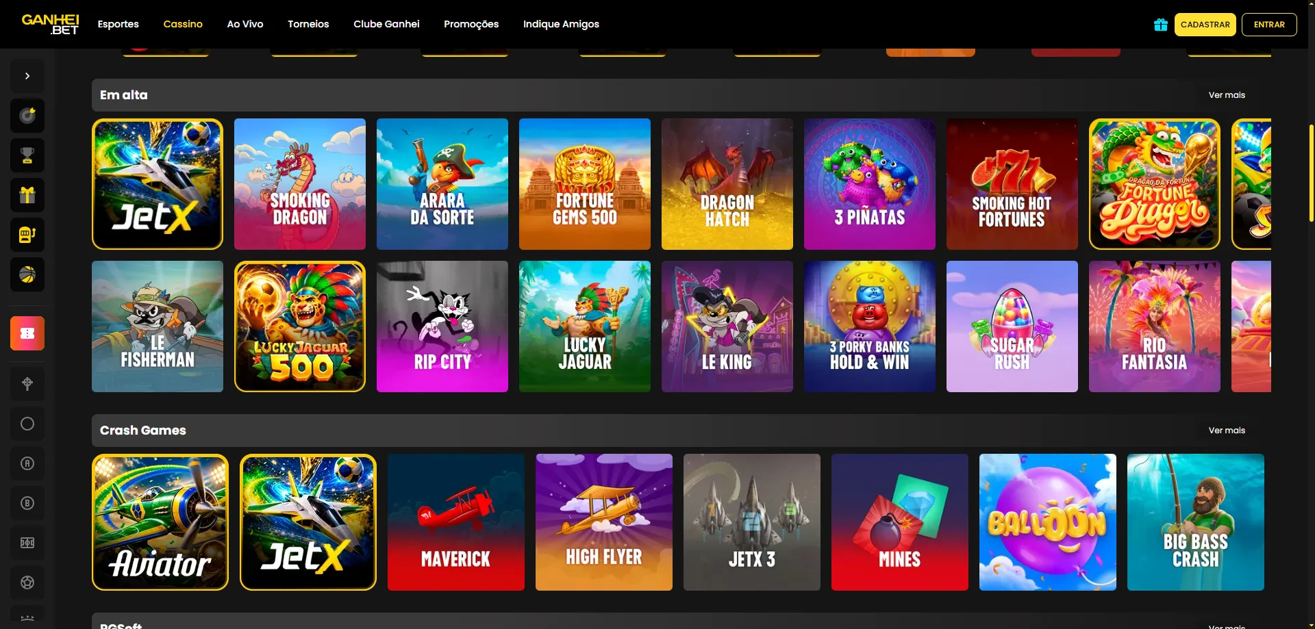 Jogos de cassino slots e live casino dispon&iacute;veis na Ganhei Bet