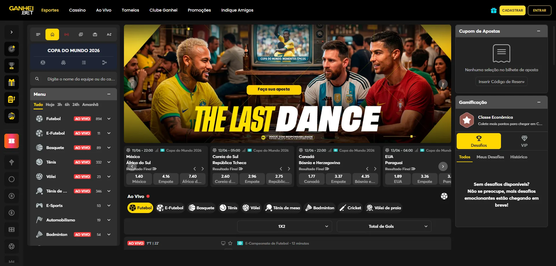 Apostas esportivas ao vivo na Ganhei Bet para jogadores brasileiros